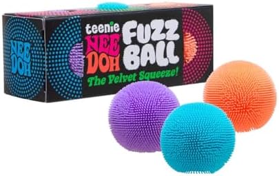Schylling Teenie NeeDoh 3-Pack Mini Sensory Fuzz Balls with Velvet Texture and Soft Squish, Ages 3 and Up